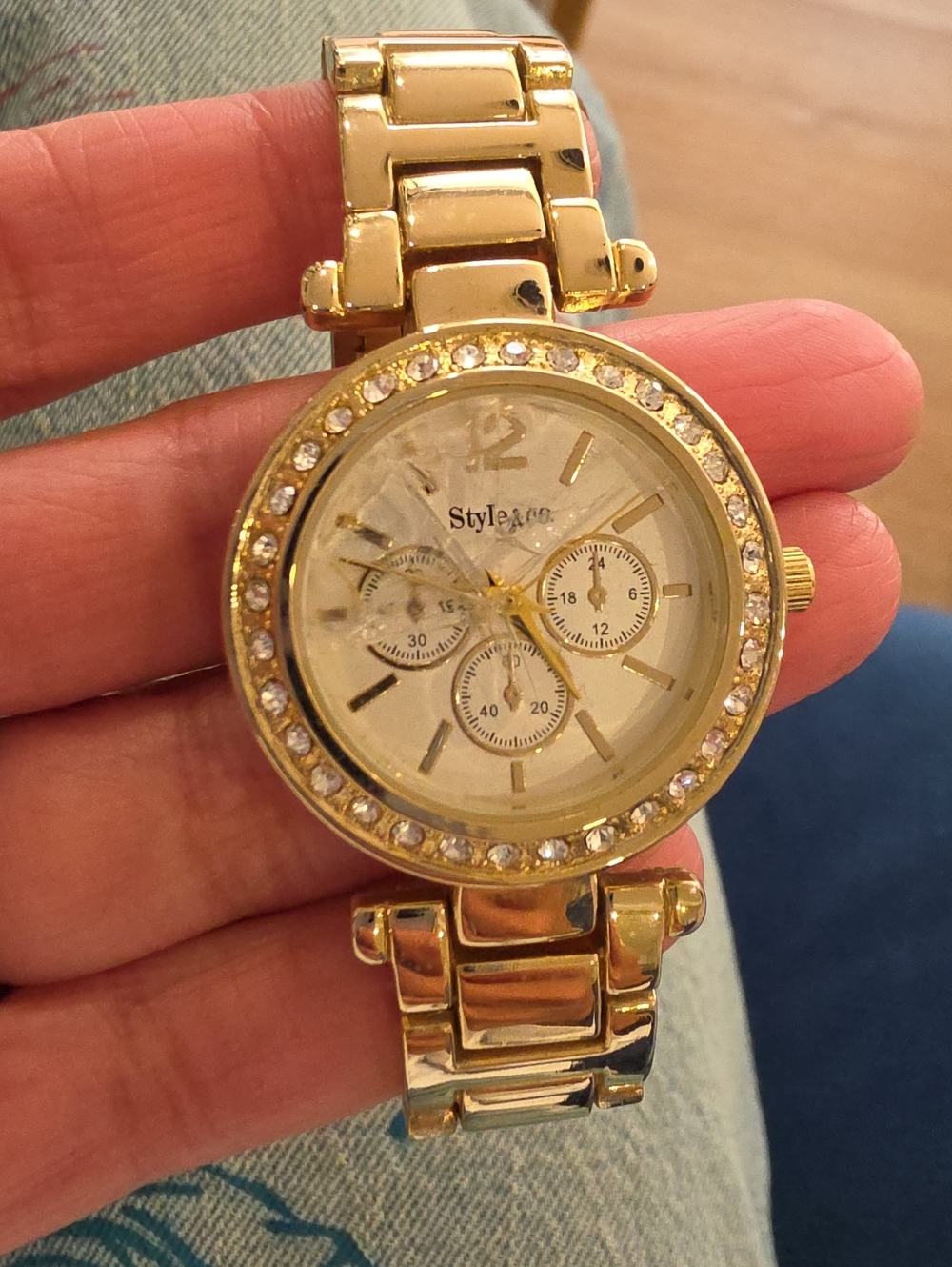 Style & Co. Gold Crystal-Trim Women's Bracelet Watch